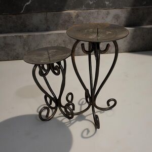 Elegant Black Metal Candle Holders two different sizes metal